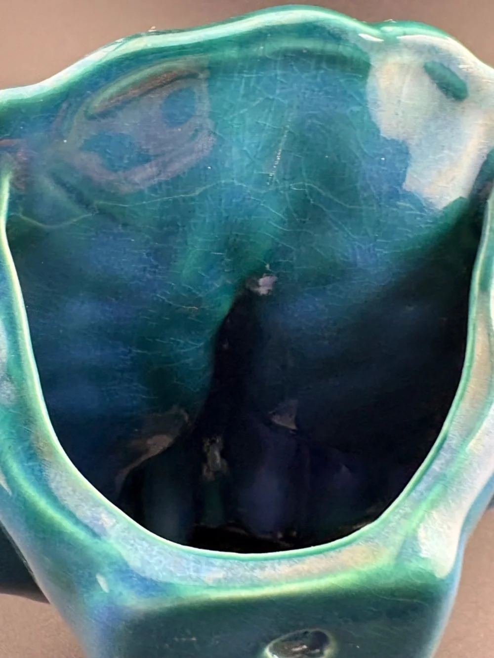 Vintage McCoy Style Peacock Wall Pocket Planter Vase Blue Teal Glaze USA MCMBeau